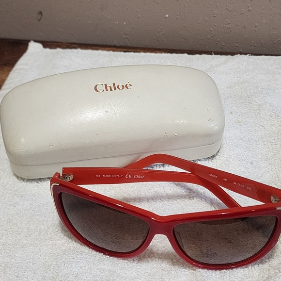Chloe Authentic Small CE632s 103 Italy 59-12-130 Sunglasses Red Orange Preowned - Picture 2 of 16